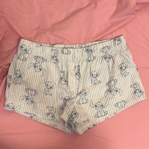 Disney Stitch Blue and White Striped Shorts